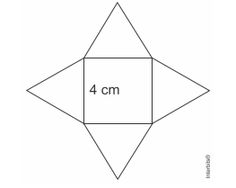 temos abaixo a planificação de uma piramide de base quadrada cujas